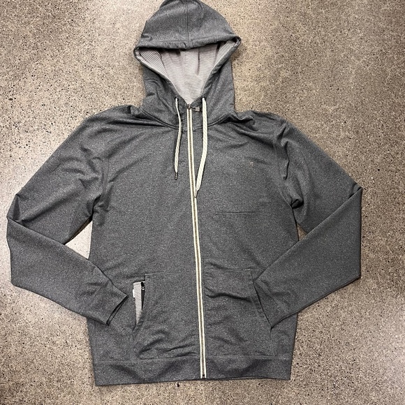 Vuori Movement Hoodie Mens Medium Gray Full Zip Performance Lightweight Jacket - Picture 1 of 10